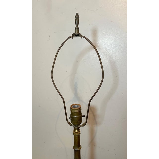 Bronze Large Antique Ornate Art Deco Bronze Patinated Cast Iron Electric Table Lamp For Sale - Image 8 of 9