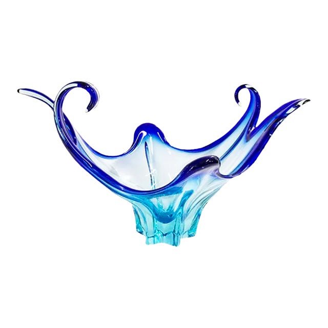Vintage Blue Murano Glass Vase, 1960s For Sale