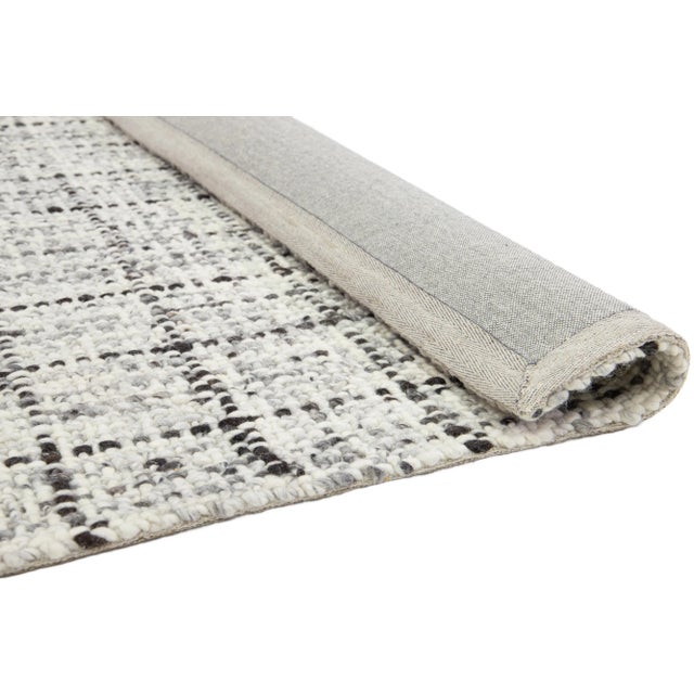 Contemporary Ivory and Gray Contemporary Felted Handmade Wool Rug by Apadana For Sale - Image 3 of 10