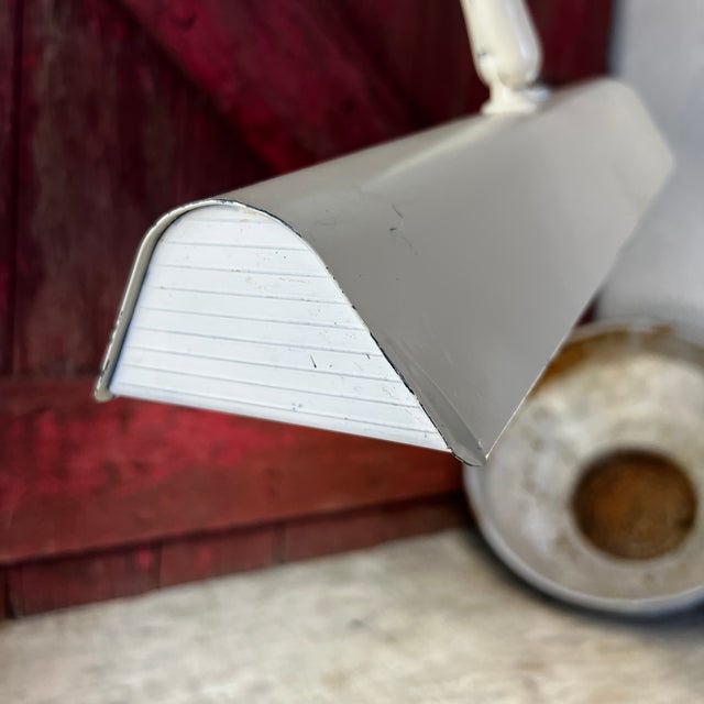 Metal Vintage Adjustable Drafting Desk Lamp With Spring-Loaded Arms Clamp Base Cream Finish MCM For Sale - Image 7 of 13