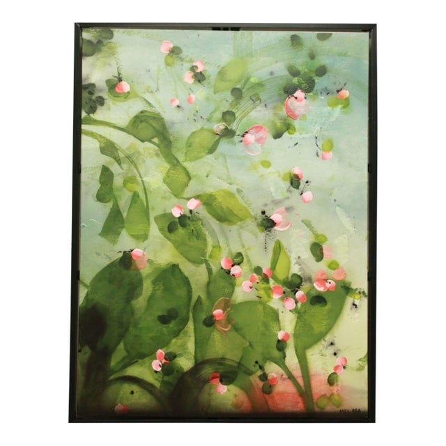 She Never Grew Hair So Instead She Danced | Original 48x36 Abstract Botanical Painting | Mel Rea For Sale