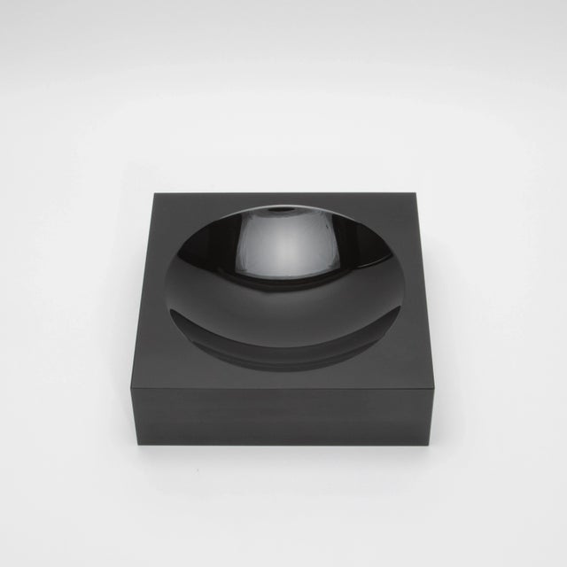 Crystal Black Convex Bowl by Ka Glass For Sale - Image 4 of 7