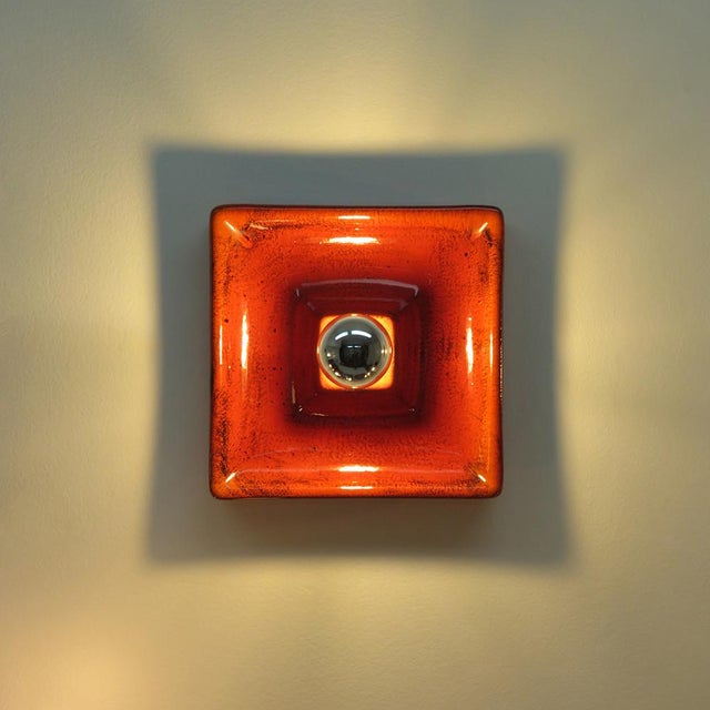 Ceramic Kaiser Leuchten Vintage Wall Lights, Red Ceramics, Germany, 1970 For Sale - Image 7 of 11