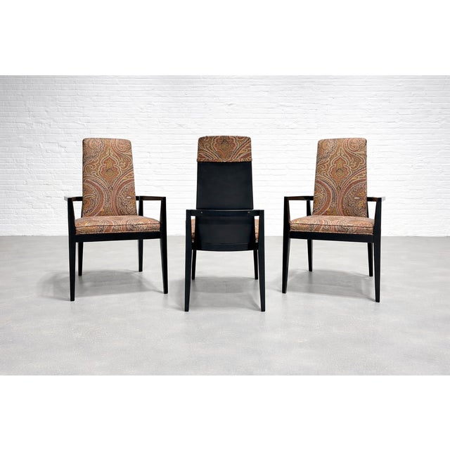 Mid Century Modern Paisley Ebonized Chairs, Set of Three For Sale - Image 4 of 8