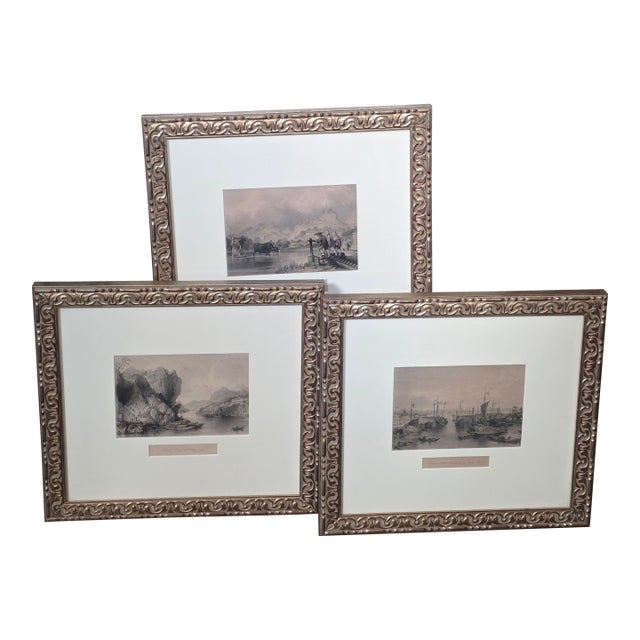 Three Custom Framed Antique Chinoiserie Prints For Sale