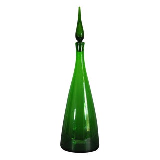 1953 Blenko Emerald 22" Decanter For Sale
