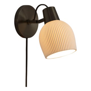 Petaluma Bone Porcelain Wall Sconce With Textured Shade and Dimmer by Nova of California For Sale