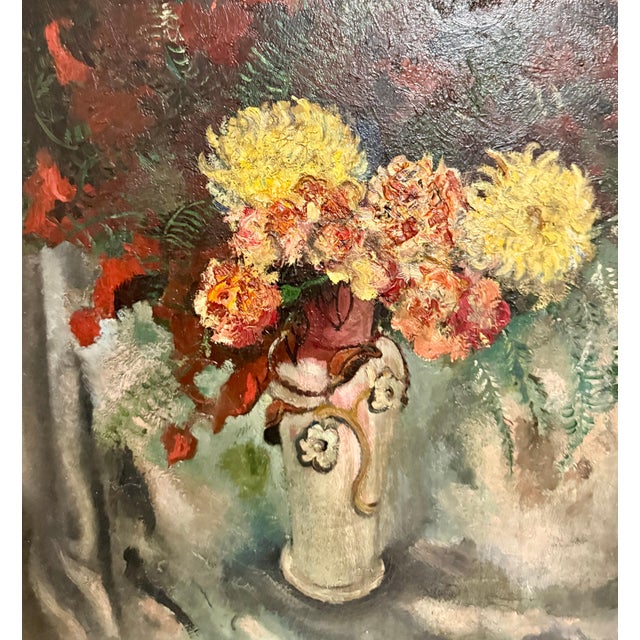 Nicolai Cikovsky, Large Modernist Oil Painting Wild Flowers in Vase WPA Artist Nicolai Cikovsky For Sale - Image 11 of 18