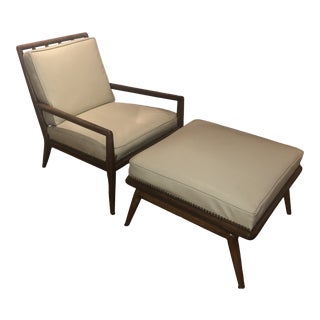 Vintage T. H. Robsjohn-Gibbings Wwz Lounge Chair and Matching Ottoman For Sale