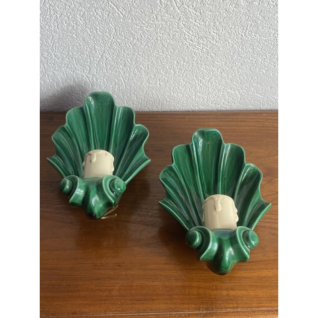 Ceramic Seashell Wall Sconces, 1950s, Set of 2 For Sale - Image 11 of 18