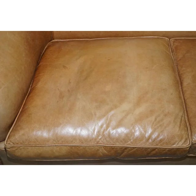 Vintage Victorian Style Brown Leather Club Sofa For Sale - Image 6 of 18