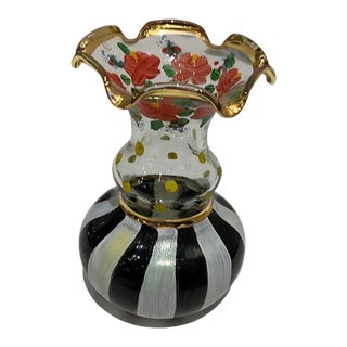 Mackenzie Childs Courtly Stripe Rose Polka Dot Ruffle Bud Vase For Sale
