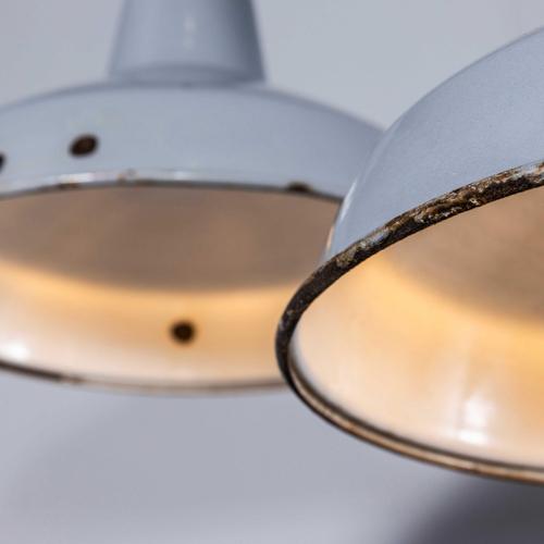 Industrial Grey Enamelled Pendant Lamp from Benjamin, 1950s For Sale - Image 6 of 11