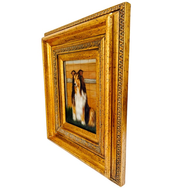 Mid 20th Century Mid-Century Framed Oil on Board Portrait of a Rough Collie For Sale - Image 5 of 7