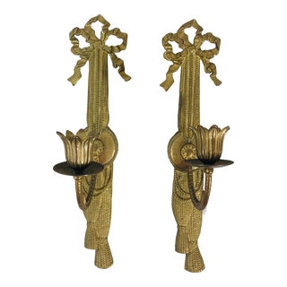 Vintage Brass Candle Sconces, a Pair For Sale