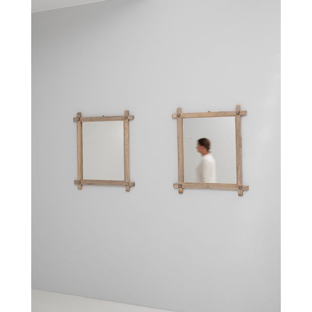 Wood Mid 20th Century France Tan Wood Mirror For Sale - Image 7 of 9