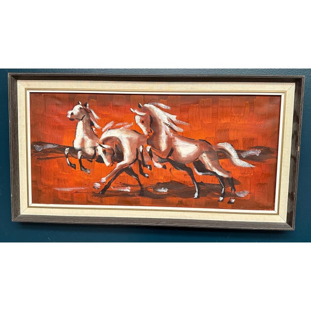 Scandinavian Artist, Trio Horses, 1960s, Oil on Canvas, Framed For Sale - Image 9 of 15