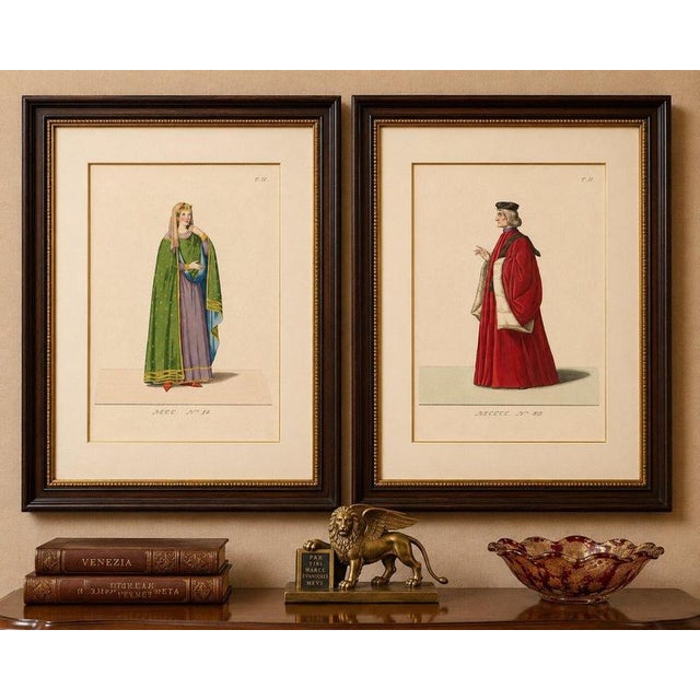 Mid 19th Century Camille Bonnard, Venetian Nobleman and Noblewoman Costume Plates, 1845, Prints, Set of 2 For Sale - Image 5 of 9