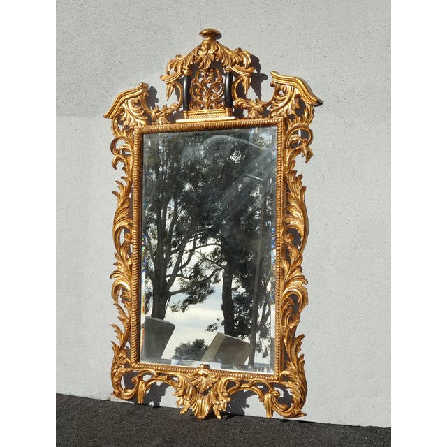 Baroque Large 58" Tall Antique French Louis Baroque Giltwood Scrolled Wall Mantle Mirror For Sale - Image 3 of 8