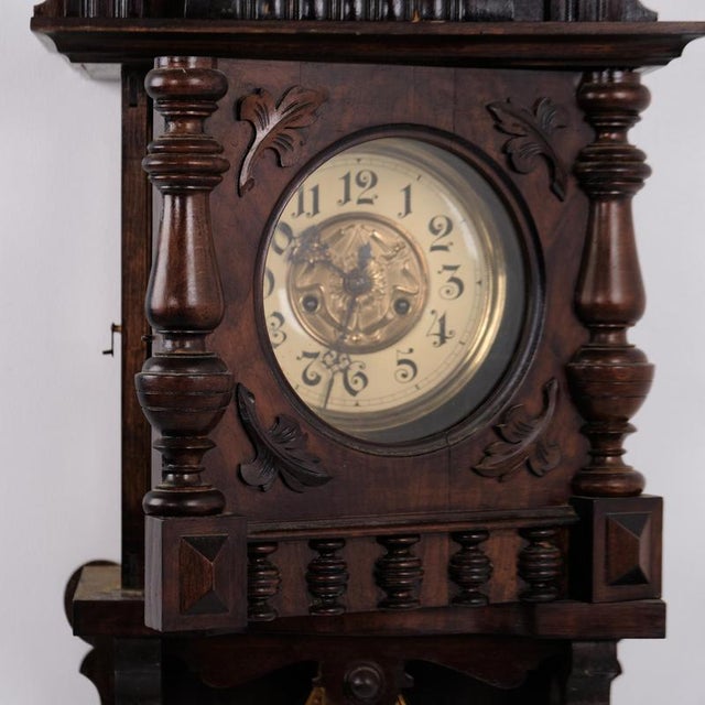1920s Vintage Junghans Wall Clock in Walnut, 1920s For Sale - Image 5 of 9