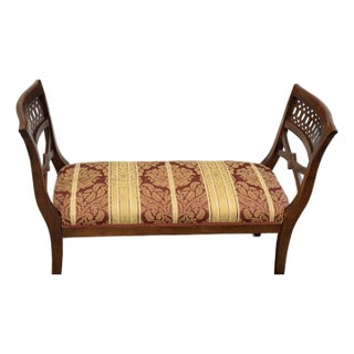 Vintage Mahogany Chippendale Pierced Lattice Window Bench For Sale