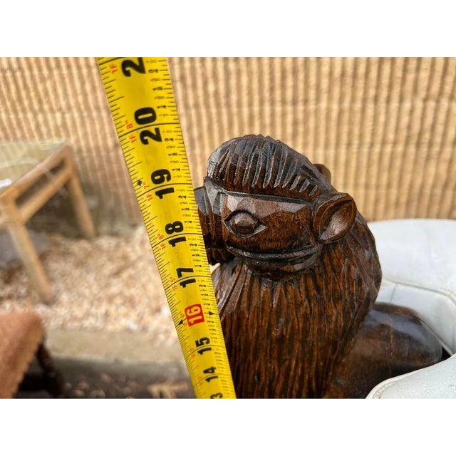 Mid 20th Century Vintage Fruitwood Carved Camel Shadow Leather Sea on Casters For Sale - Image 4 of 9