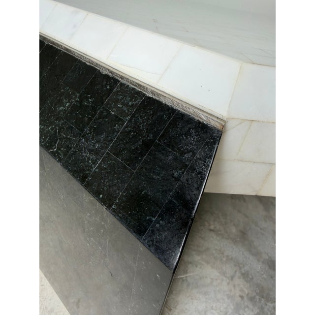 White 1980’s Postmodern Tessellated Stone and Chrome Geometric Coffee Table For Sale - Image 8 of 12