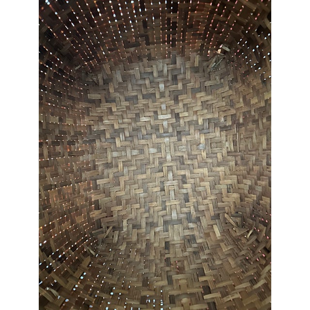 1960s Vintage Handcrafted Southeast Asian Woven Basket With Fitted Lid – 15" Sculptural Rattan Storage Vessel. For Sale - Image 5 of 5