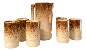 Carafe with Glasses by Albino Reggiori for Società Italiana Ceramica Laveno, 1970s, Set of 7