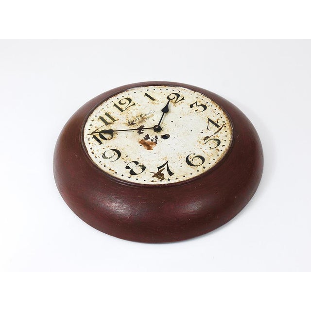 Antique Public Iron Wall Clock with Hand-Painted Dial, 1920s For Sale - Image 14 of 18