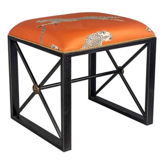 Scalamandre Maison by Port 68 Medallion Black with Leaping Cheetah Clementine Single Bench For Sale