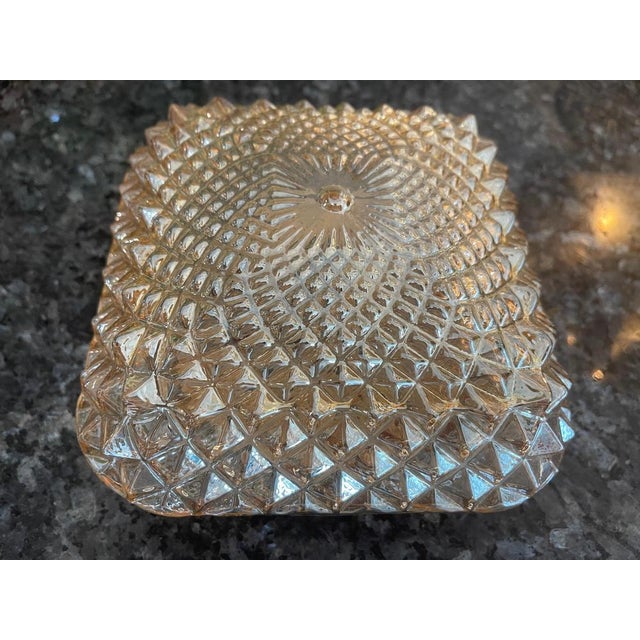 Gold Mid-Century Round Clear Cut Glass Sconce, Germany, 1960s For Sale - Image 8 of 10