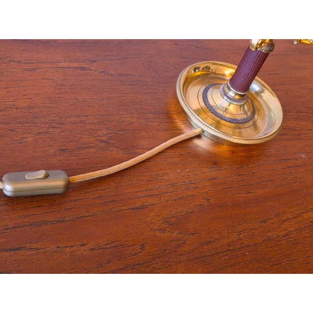 Mid-Century Modern French Brass Table Lamp from Maison Lucien Gau For Sale - Image 4 of 14