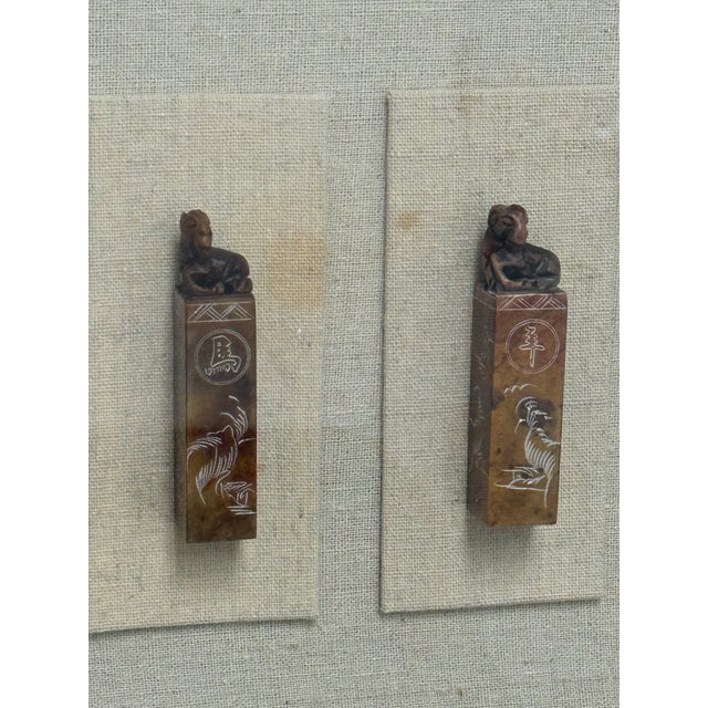 Early 21st Century Chinese Zodiac Stamp Stone Shadow Box For Sale - Image 5 of 12