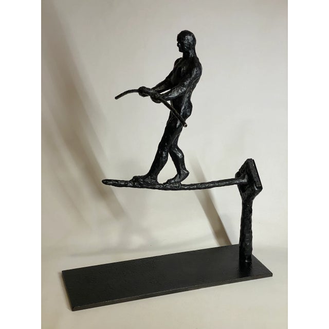 Brutalist Highwire Tightrope Walker Sculpture | Chairish