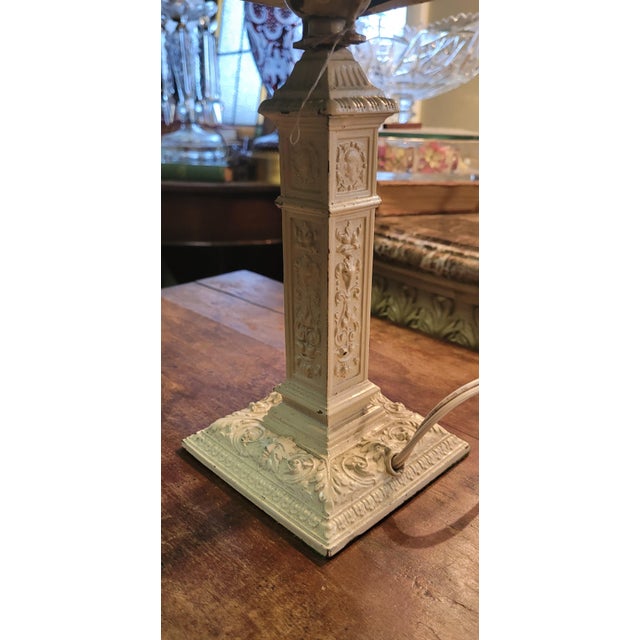 Cream 1920s Art Deco French Small Desk Lamp For Sale - Image 8 of 10