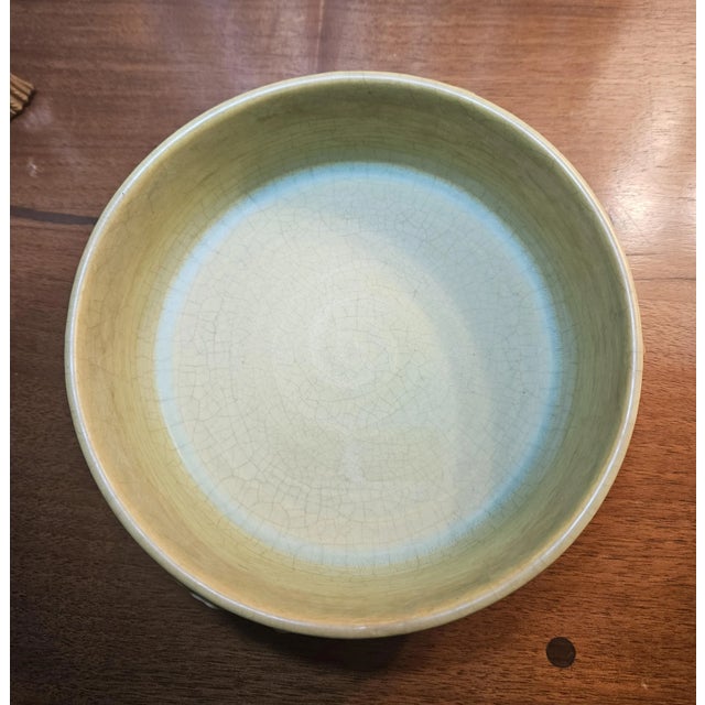 1940s Roseville "Apple Blossom" Green Bowl For Sale - Image 9 of 12