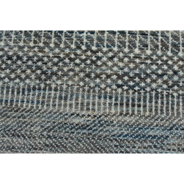 Fine Contemporary Rug 8'2'' X 10'2'' Blue Ivory Wool Hand-Knotted Carpet For Sale - Image 4 of 12