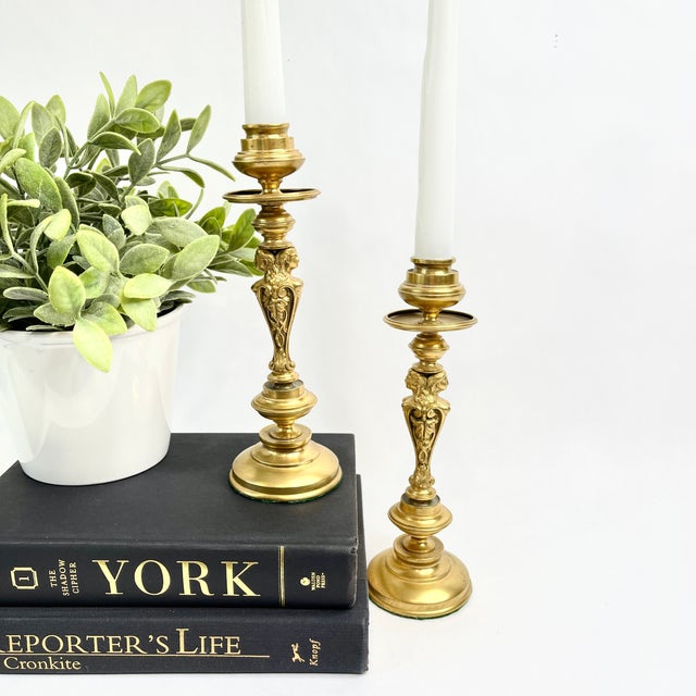 Late 19th Century Vintage Gilt Bronze Sea Siren Candlesticks For Sale - Image 5 of 9