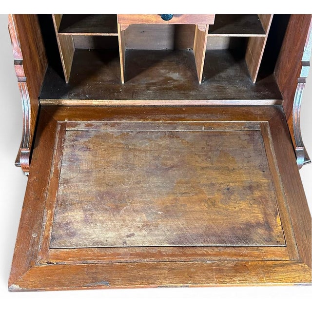 Brown Antique Victorian Drop Front Secretary Desk Bureau Eastlake Attributed With Key For Sale - Image 8 of 18