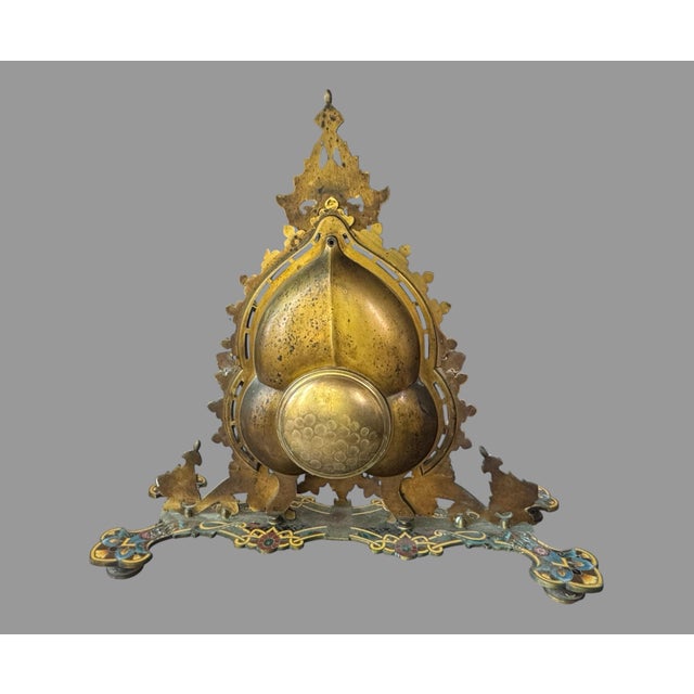 Antique Japy Freres Grande Exposition 1855 Victorian Inlay Enamel Mantel Clock For Sale - Image 10 of 12