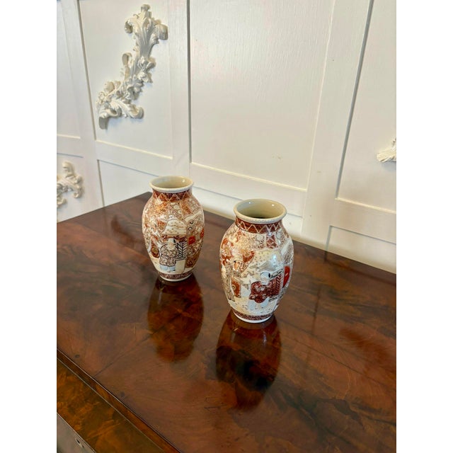 Blue Antique Edwardian Quality Satsuma Vases, 1900s, Set of 2 For Sale - Image 8 of 13