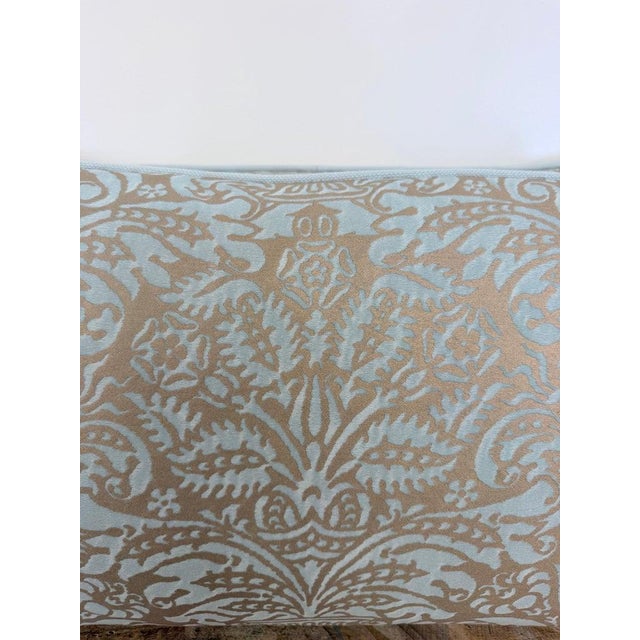 Textile Custom Aquamarine & Gold Fortuny Lumbar Pillows For Sale - Image 7 of 12