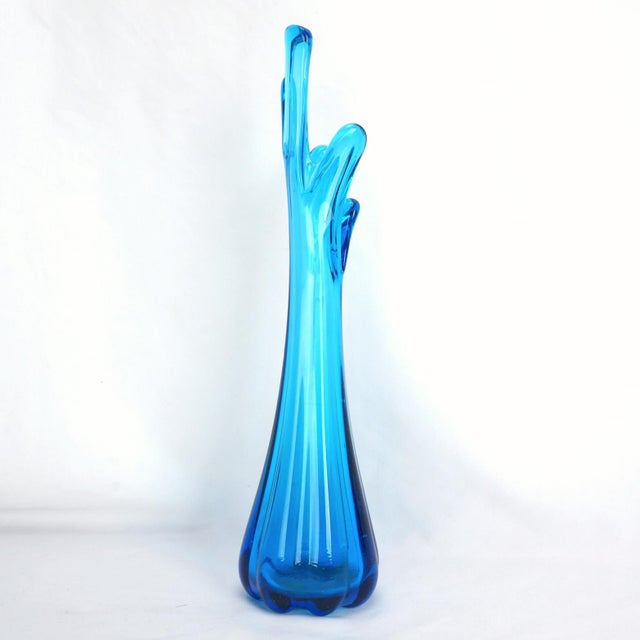Mid 20th Century Mid Century Swung Vase 5 Fingers Sapphire Blue For Sale - Image 5 of 7