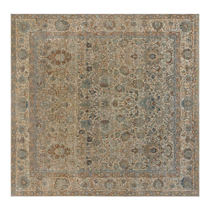 Fine Antique Persian Kirman Beige, Blue, Brown Handmade Wool Rug