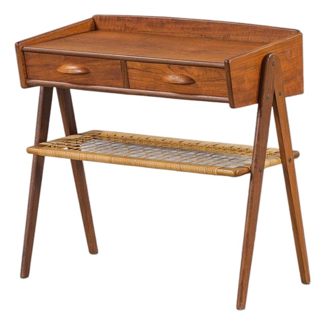 Mid 20th Century Søren Rasmussen Double Hallway Chest in Teak + Cane For Sale
