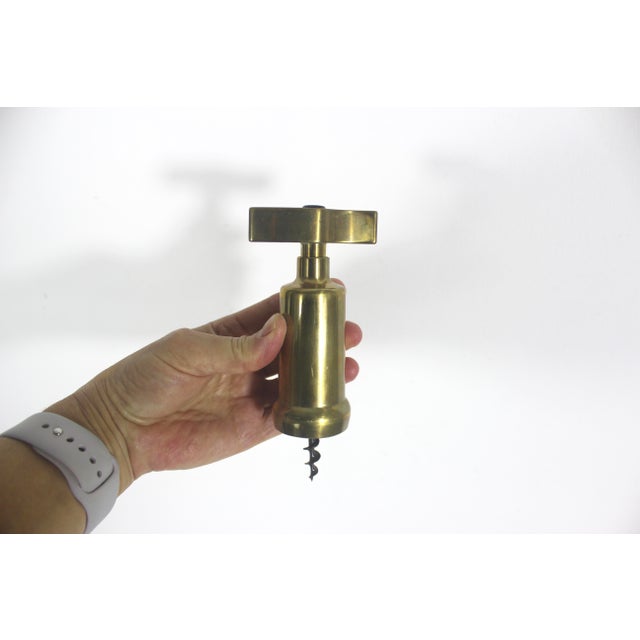 Metal Vintage Italian Brass Corkscrew, Wine Opener, Bar Tool, Screw Pull, Wine Key, Solid Brass, Bar Cart Styling, Gift for Him, Wine Lover For Sale - Image 7 of 9