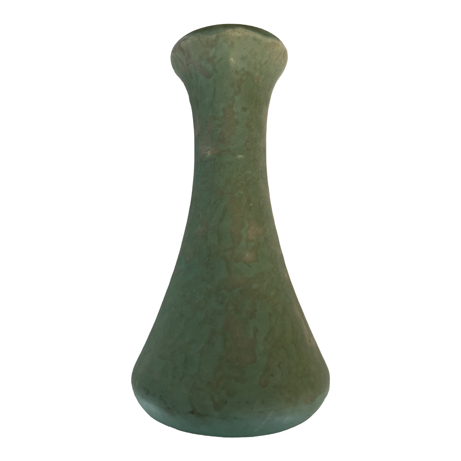 1920s Brush McCoy Art Vellum Matte Green Mottled Glaze Trumpet Art Deco