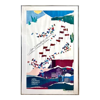 Vintage Terry Rose Aspen Winternational 1982 Framed Lithograph Signed Numbered 22/300 For Sale