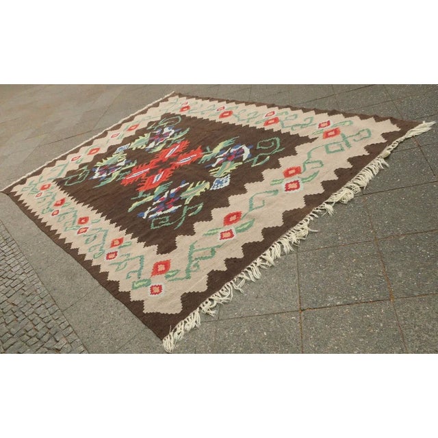 Textile Antique Bessarabian Flatweave Kilim Rug For Sale - Image 7 of 10